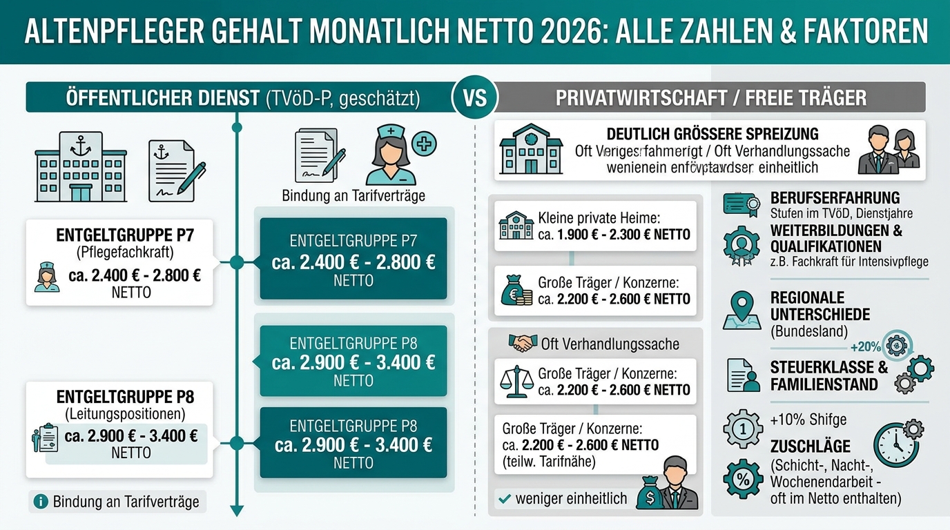 Infografik: altenpfleger gehalt monatlich netto