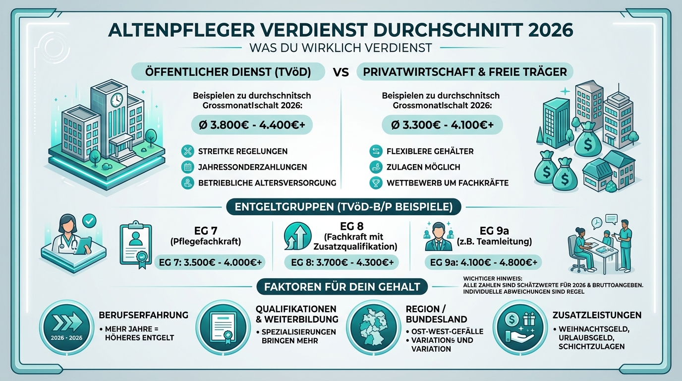 Infografik: altenpfleger verdienst durchschnitt