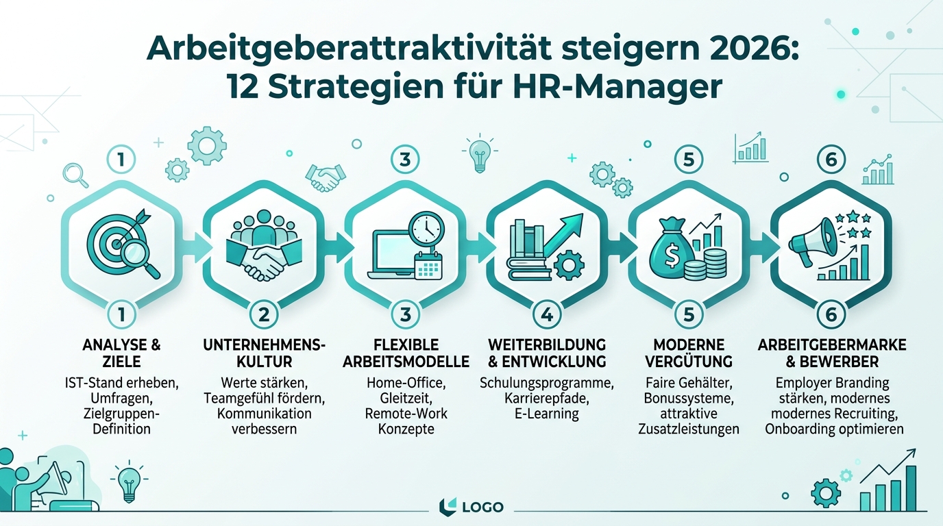 Arbeitgeberattraktivität steigern 2026: 12 Strategien für HR-Manager Infografik: arbeitgeberattraktivität steigern
