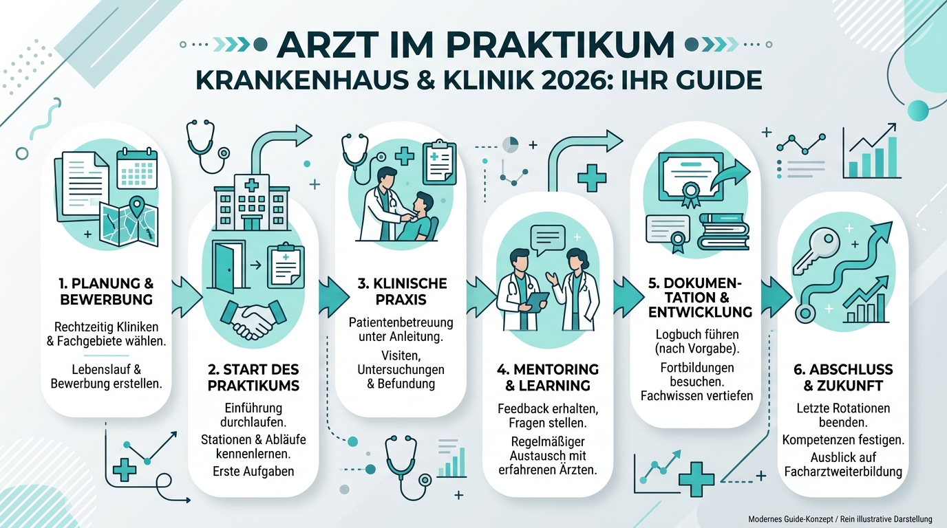 Infografik: arzt im praktikum krankenhaus klinik
