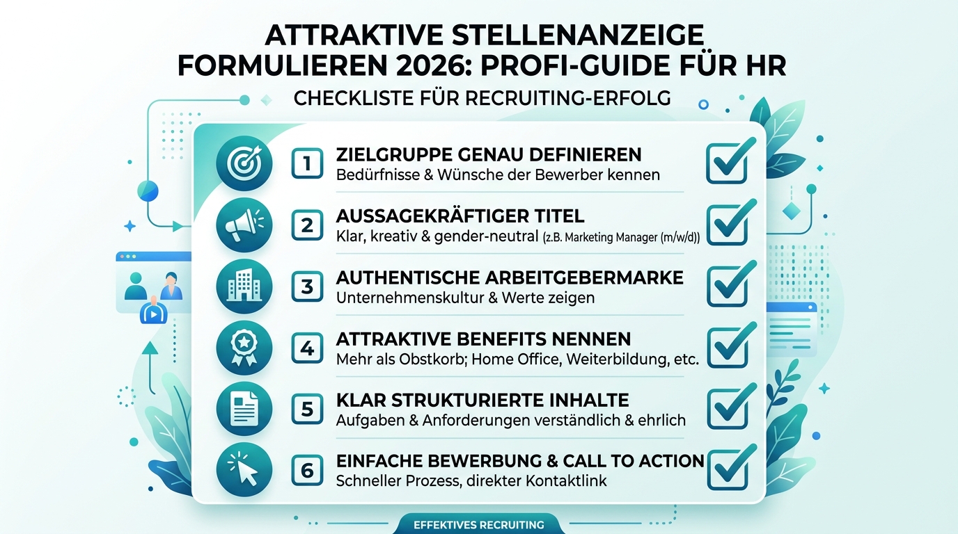 Attraktive Stellenanzeige formulieren 2026: Profi-Guide für HR Infografik: attraktive stellenanzeige formulieren