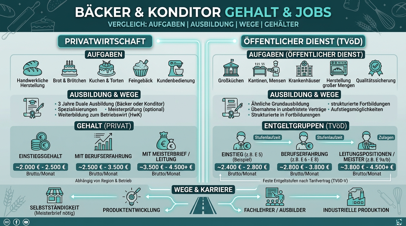 Infografik: baecker konditor gehalt jobs