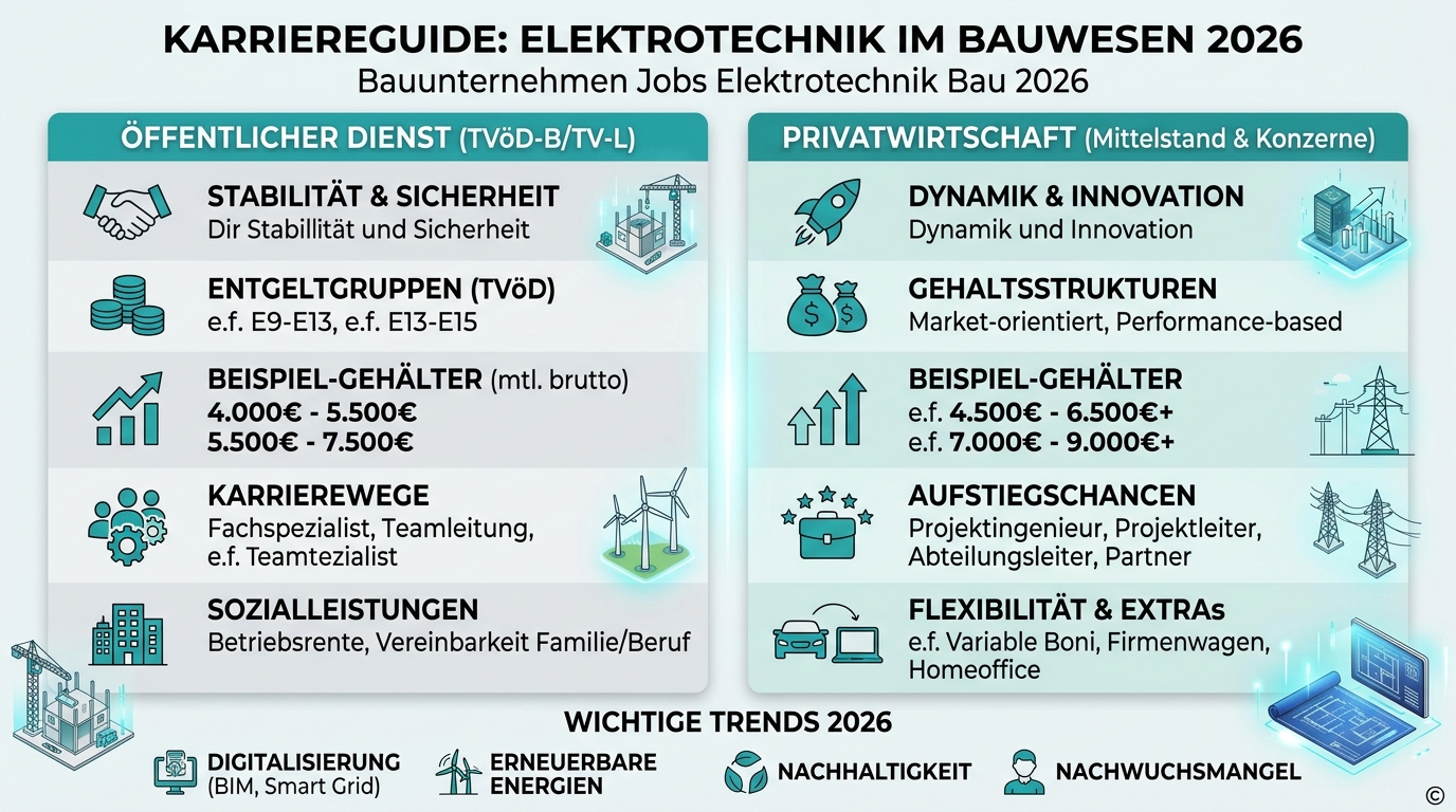 Infografik: bauunternehmen jobs elektrotechnik bau