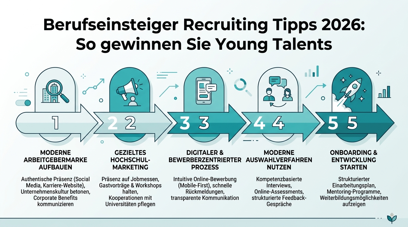 Berufseinsteiger Recruiting Tipps 2026: So gewinnen Sie Young Talents Infografik: berufseinsteiger recruiting tipps