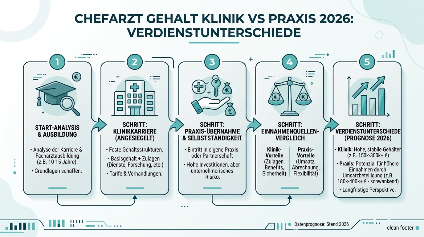 Infografik: chefarzt gehalt klinik vs praxis