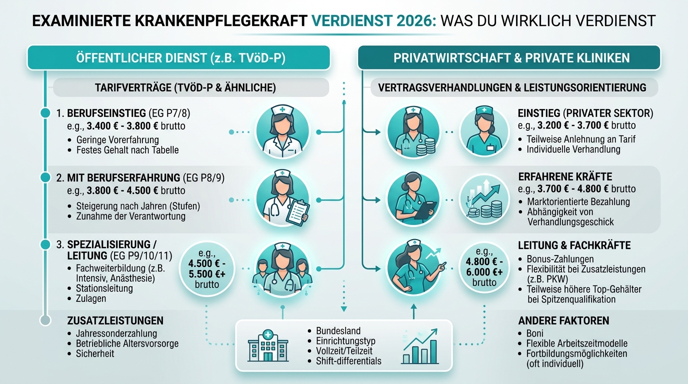 Infografik: examinierte krankenpflegekraft verdienst