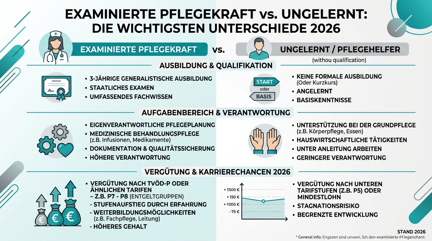 Infografik: examinierte pflegekraft unterschied ungelernt
