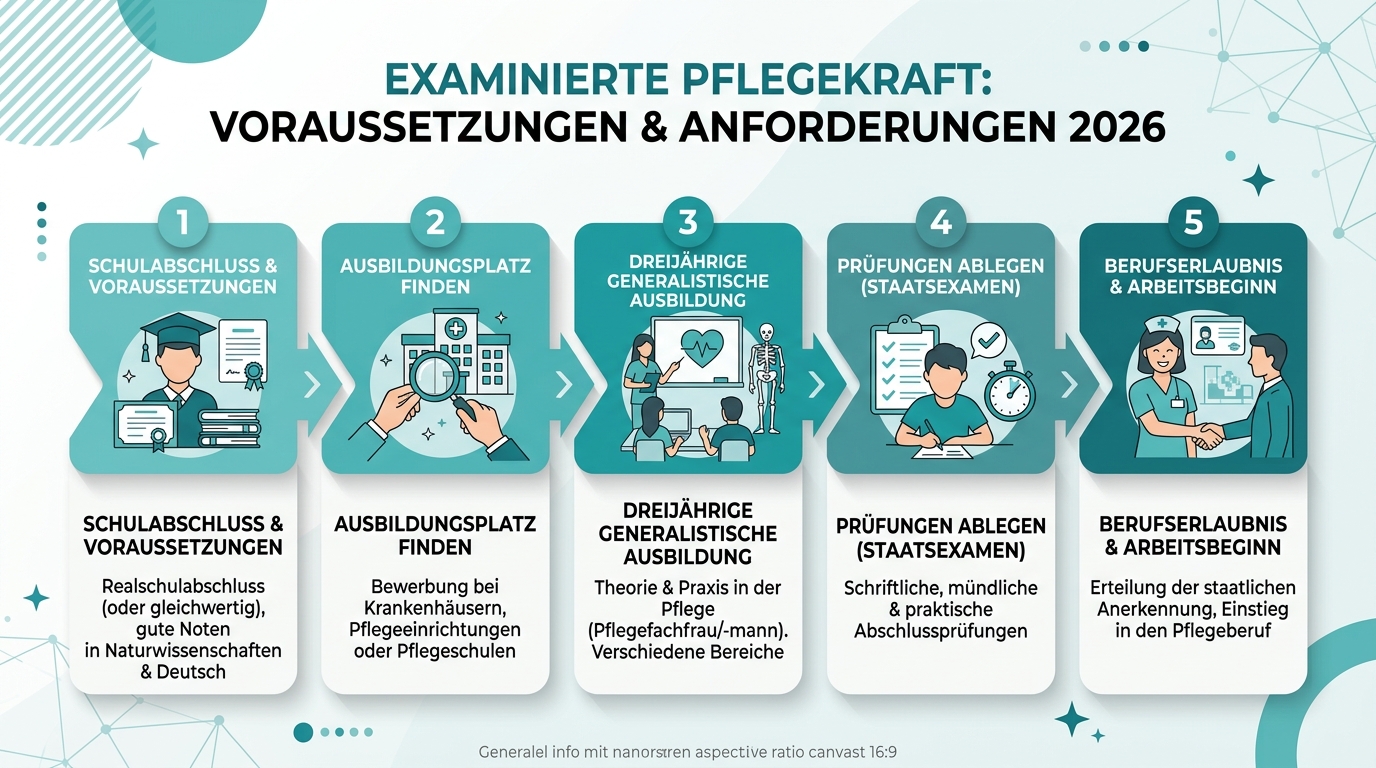 Infografik: examinierte pflegekraft voraussetzungen anforderungen