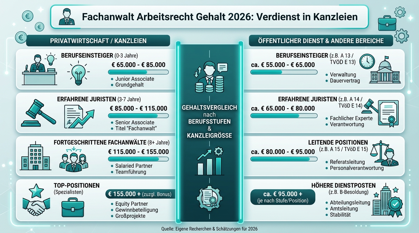 Infografik: fachanwalt arbeitsrecht gehalt