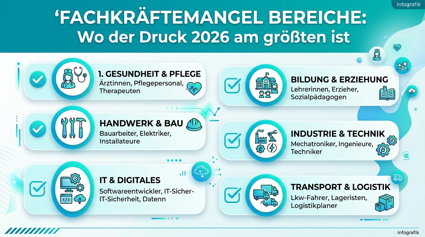 Fachkräftemangel Bereiche: Wo der Druck 2026 am größten ist Infografik: fachkräftemangel bereiche