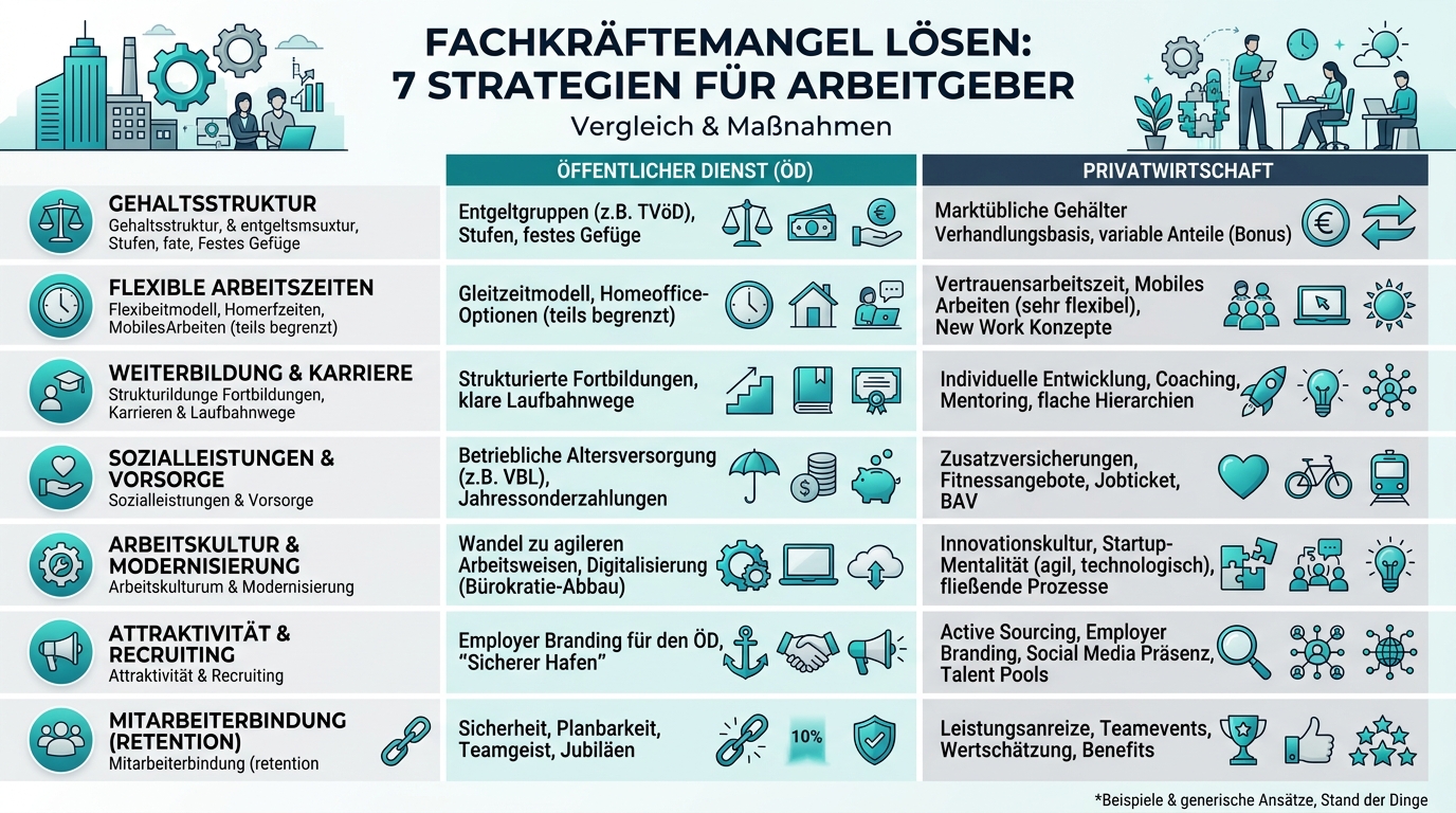 Fachkräftemangel lösen: 7 Strategien für Arbeitgeber Infografik: fachkräftemangel loesen