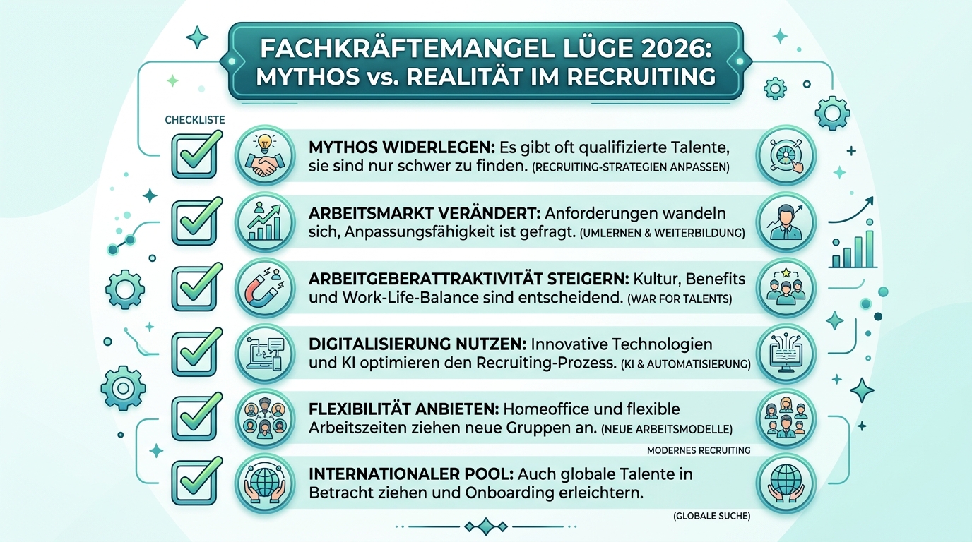 Fachkräftemangel Lüge 2026: Mythos vs. Realität im Recruiting Infografik: fachkräftemangel lüge