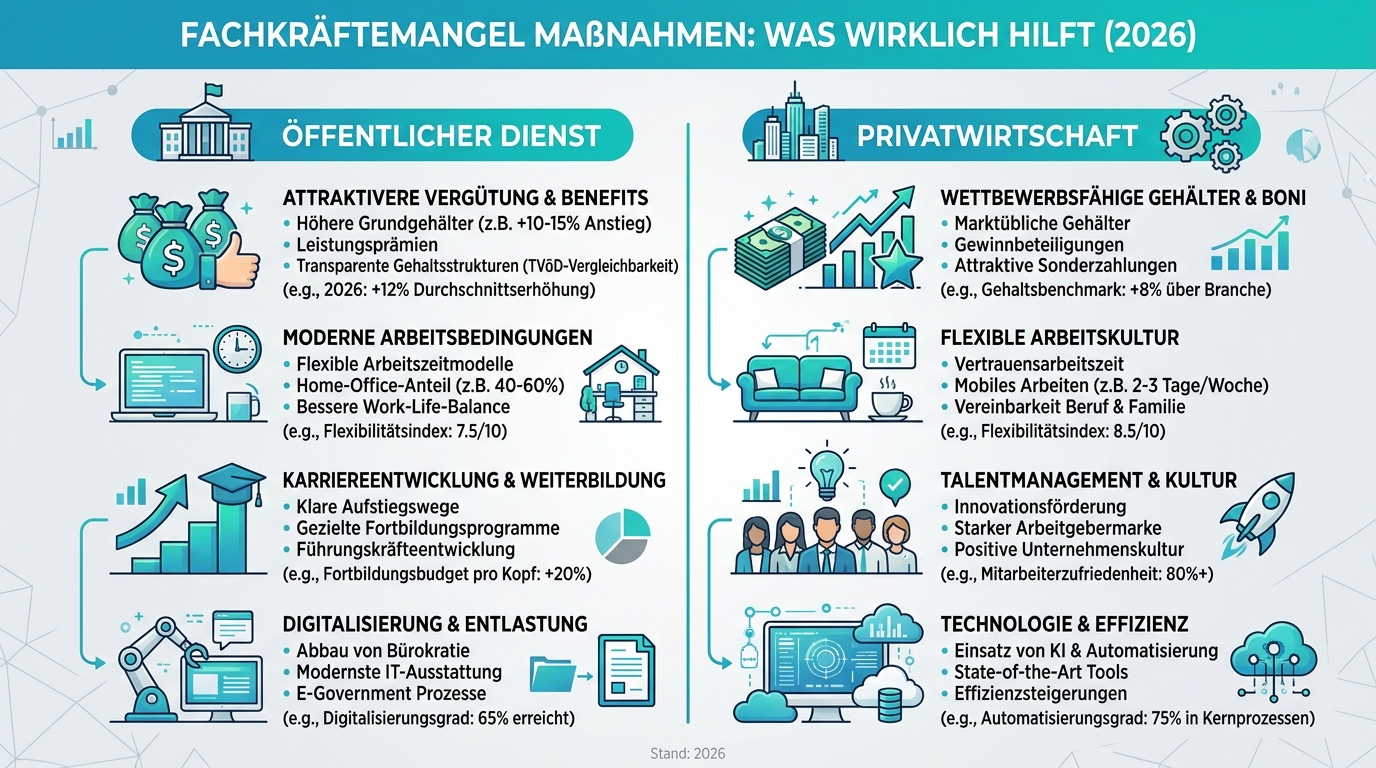 Fachkräftemangel Maßnahmen: Was wirklich hilft (2026) Infografik: fachkräftemangel massnahmen