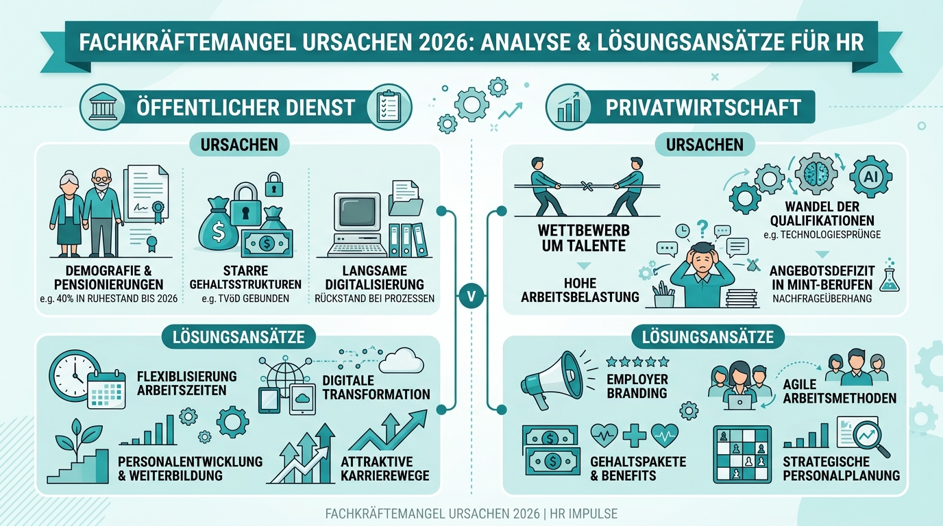 Fachkräftemangel Ursachen 2026: Analyse & Lösungsansätze für HR Infografik: fachkräftemangel ursachen