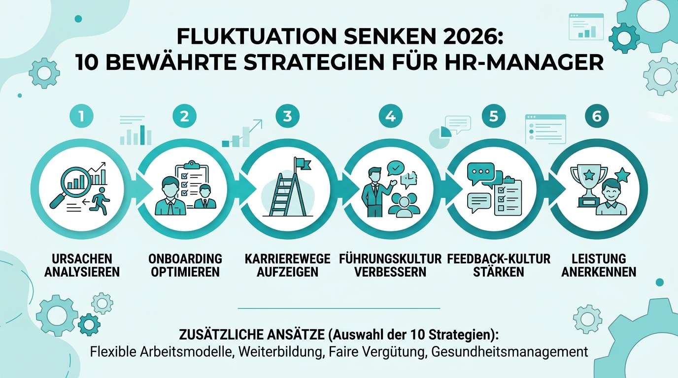 Fluktuation senken 2026: 10 bewährte Strategien für HR-Manager Infografik: fluktuation senken