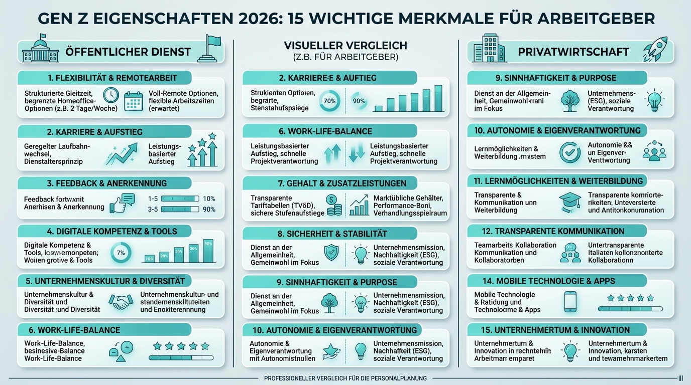 Gen Z Eigenschaften 2026: 15 wichtige Merkmale für Arbeitgeber Infografik: gen z eigenschaften