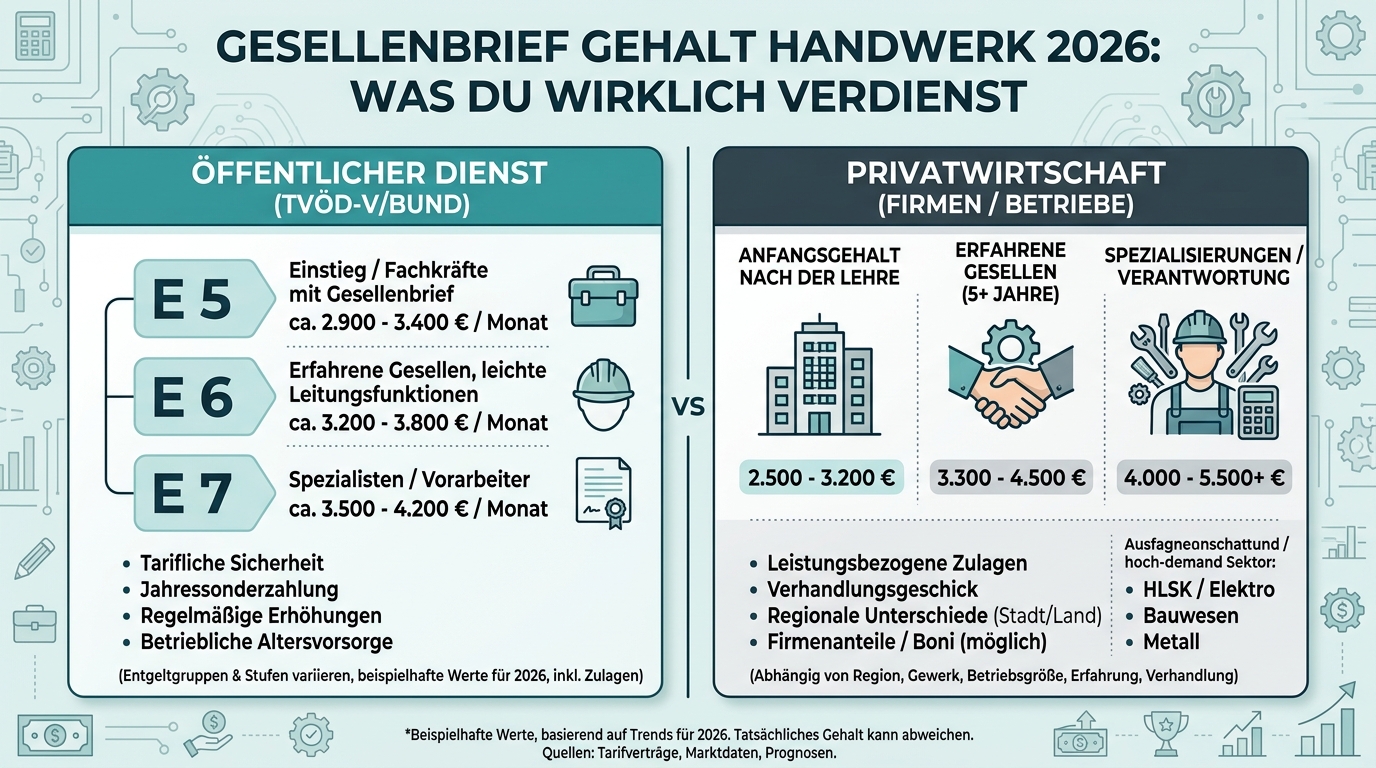 Infografik: gesellenbrief gehalt handwerk