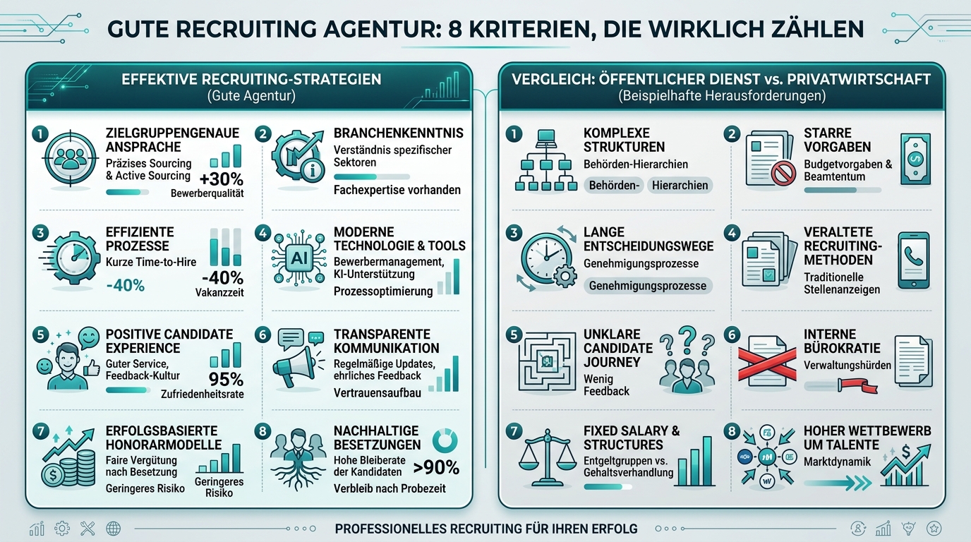 Gute Recruiting Agentur: 8 Kriterien, die wirklich zählen Infografik: gute recruiting agentur kriterien