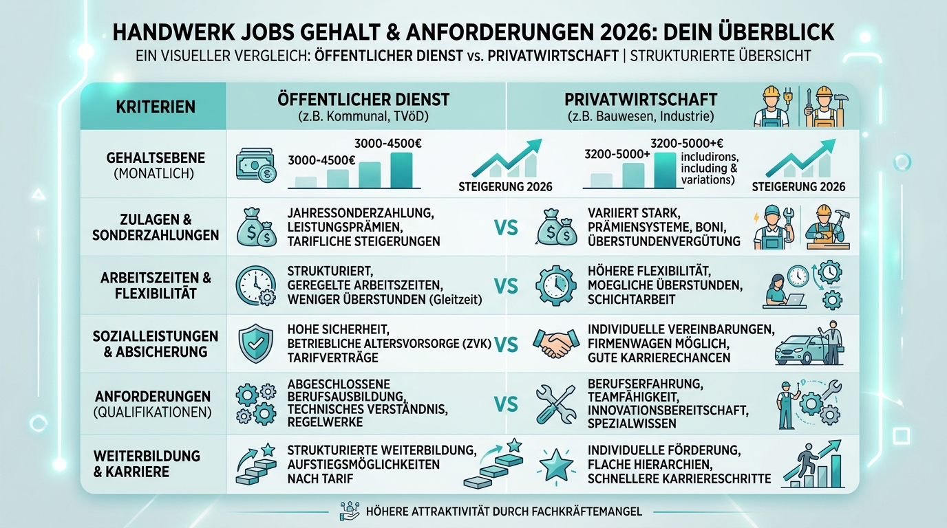 Infografik: handwerk jobs gehalt anforderungen
