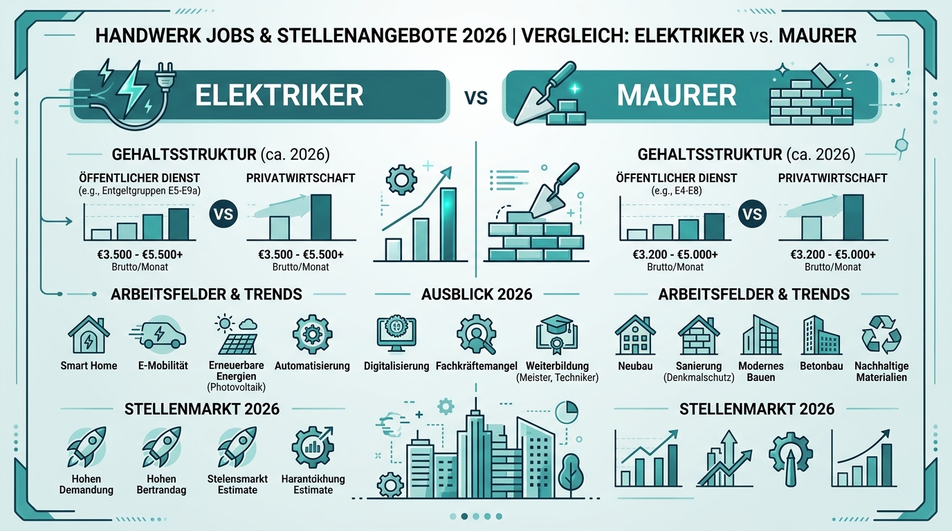 Infografik: handwerk jobs stellenangebote elektriker maurer