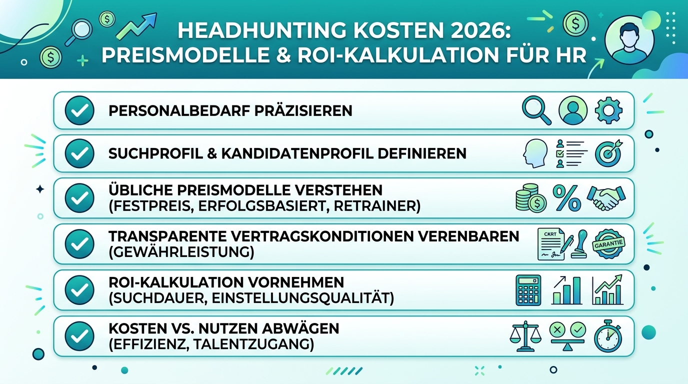 Headhunting Kosten 2026: Preismodelle & ROI-Kalkulation für HR Infografik: headhunting kosten