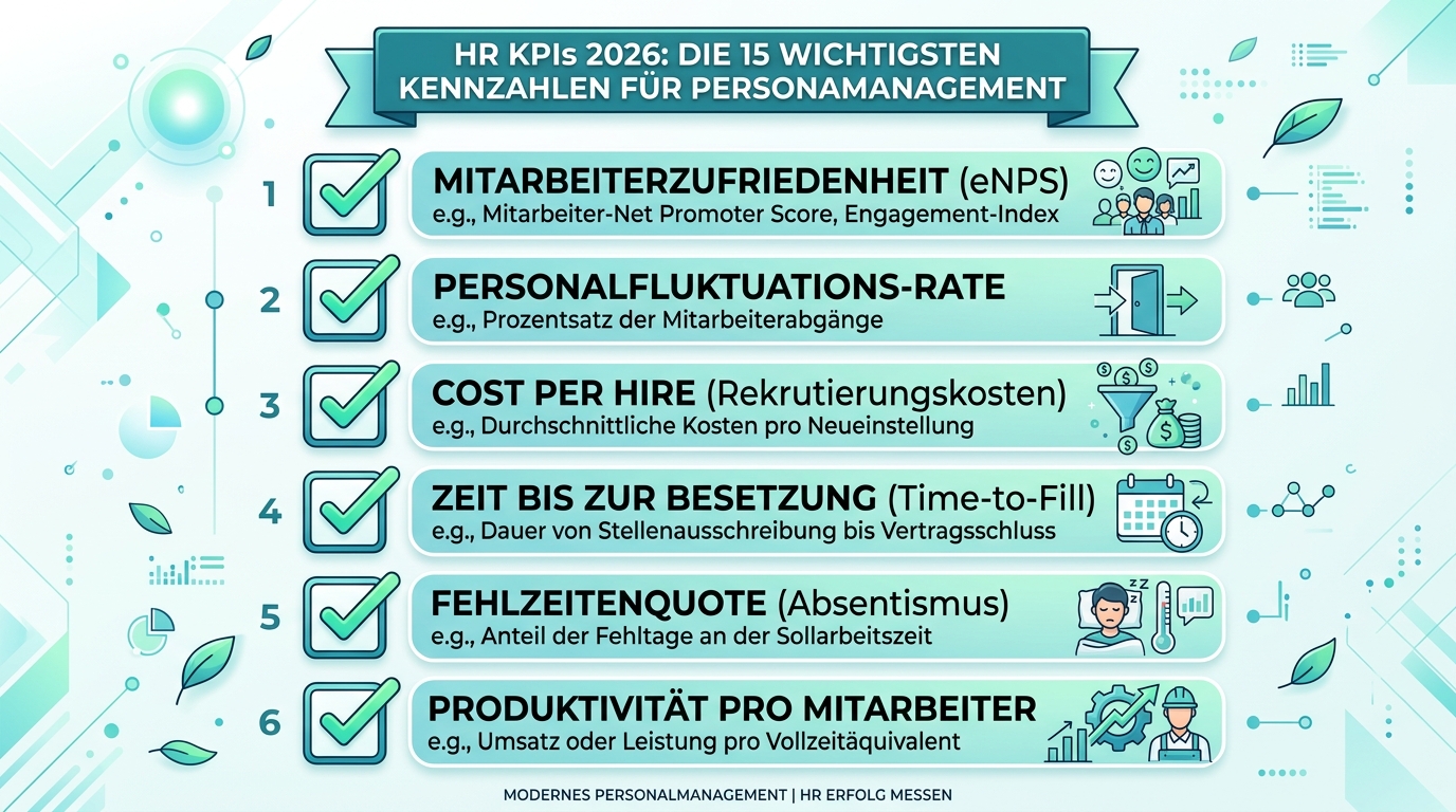 HR KPIs 2026: Die 15 wichtigsten Kennzahlen für Personalmanagement Infografik: hr kpis