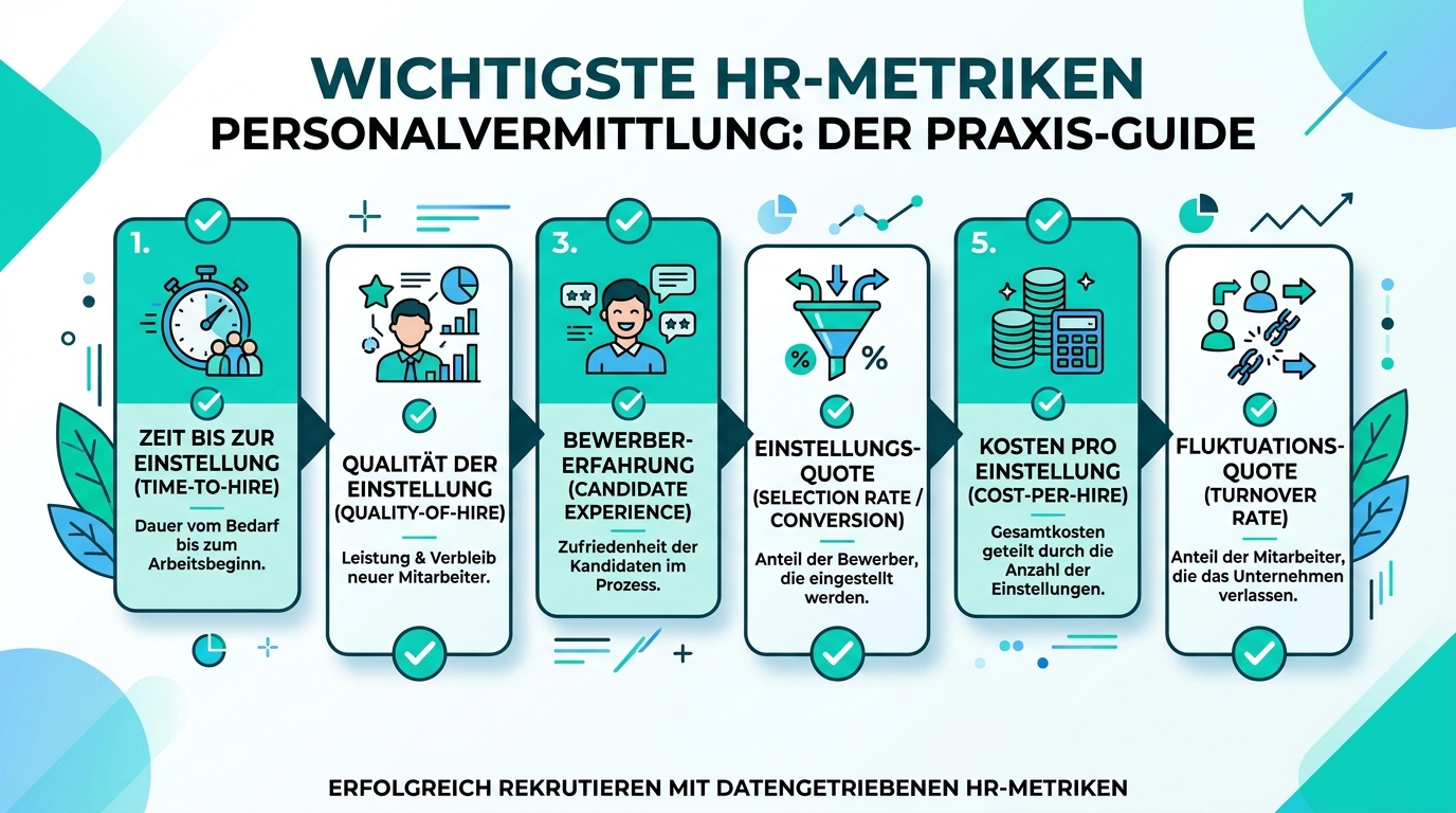 Wichtigste HR-Metriken Personalvermittlung: Der Praxis-Guide Infografik: wichtigste hr metriken personalvermittlung