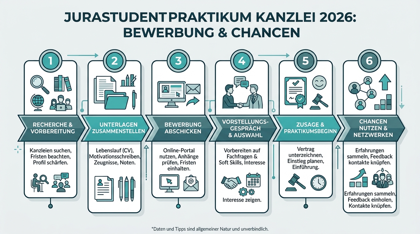 Infografik: jurastudent praktikum kanzlei