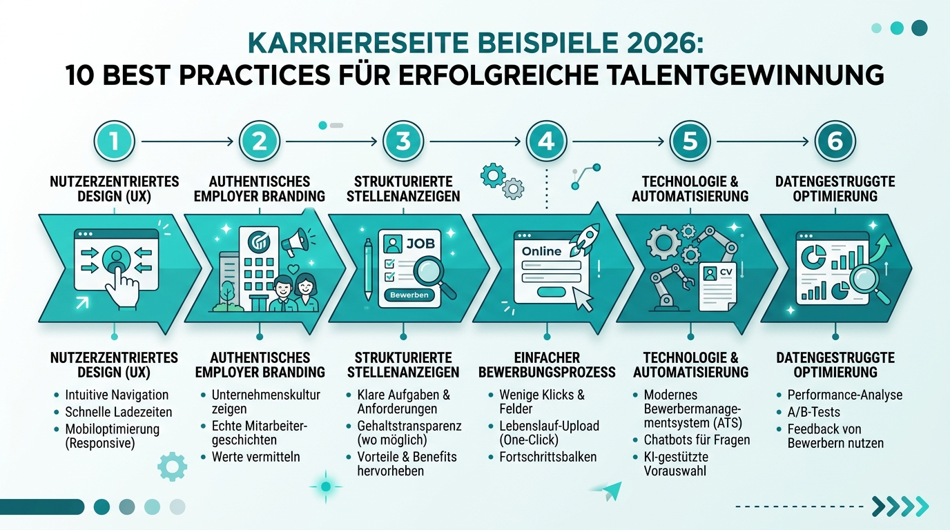 Karriereseite Beispiele 2026: 10 Best Practices für erfolgreiche Talentgewinnung Infografik: karriereseite beispiele