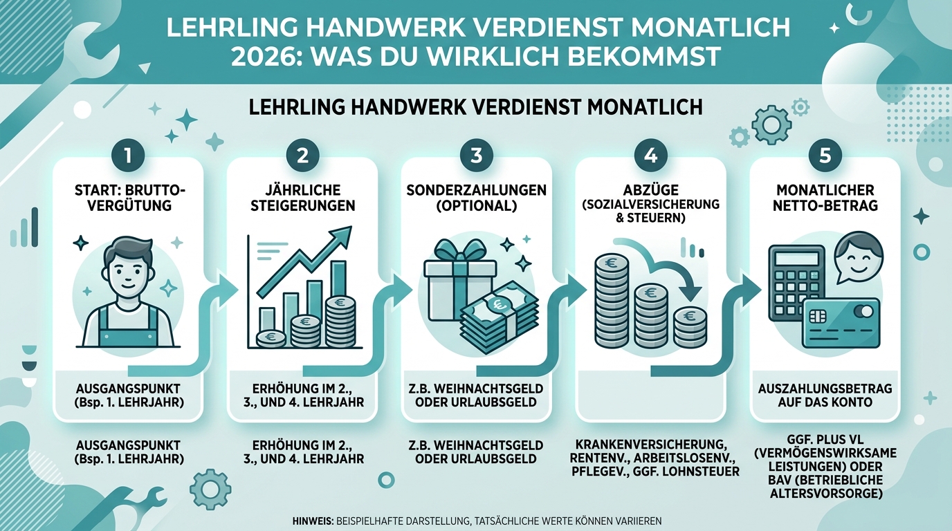 Infografik: lehrling handwerk verdienst monatlich