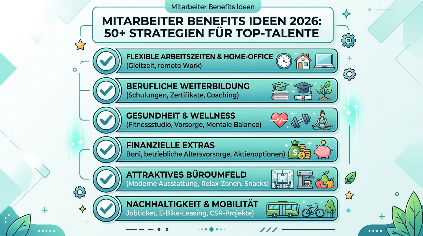Mitarbeiter Benefits Ideen 2026: 50+ Strategien für Top-Talente Infografik: mitarbeiter benefits ideen
