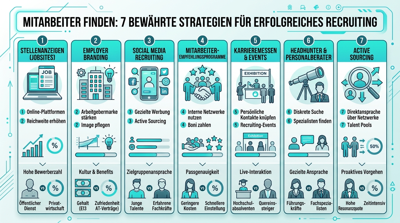 Mitarbeiter finden: 7 bewährte Strategien für erfolgreiches Recruiting Infografik: mitarbeiter finden