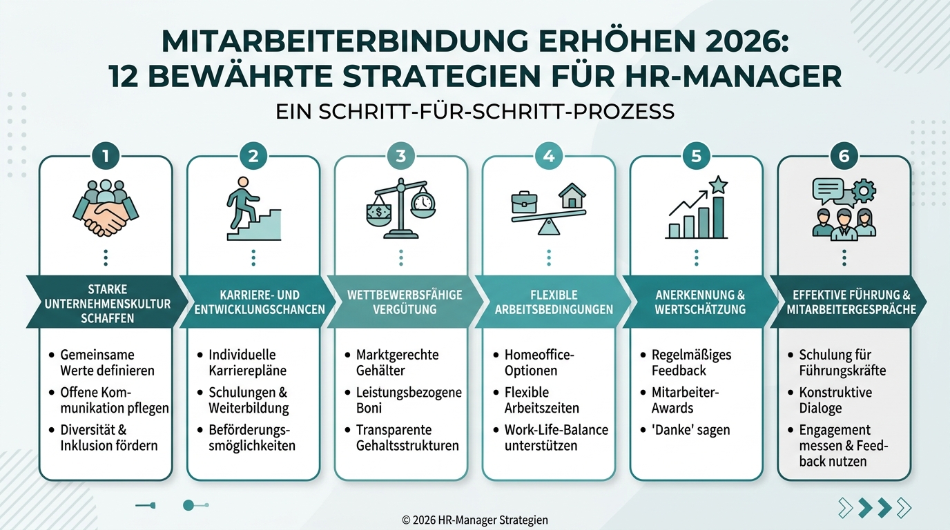 Mitarbeiterbindung erhöhen 2026: 12 bewährte Strategien für HR-Manager Infografik: mitarbeiterbindung erhöhen