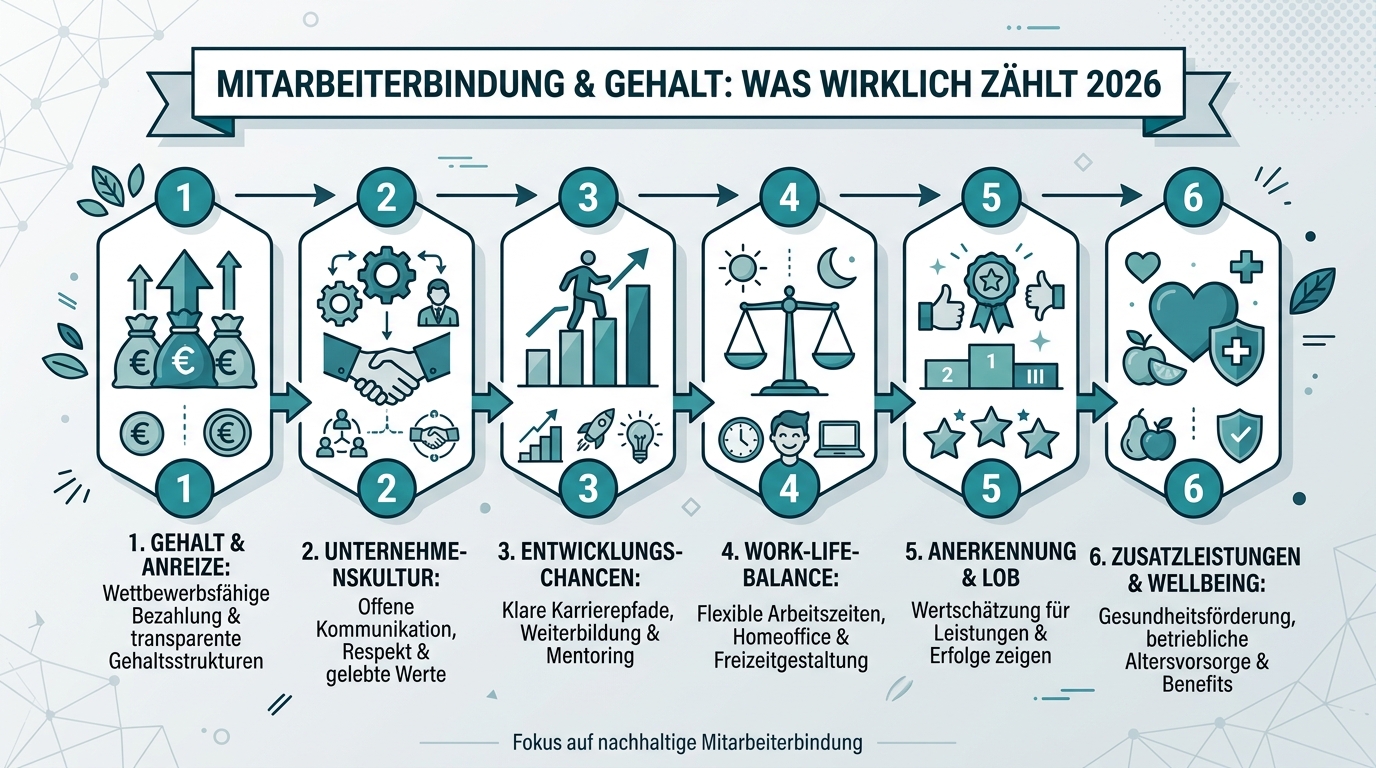 Mitarbeiterbindung & Gehalt: Was wirklich zählt 2026 Infografik: mitarbeiterbindung gehalt