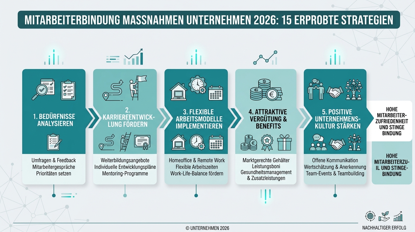 Mitarbeiterbindung Maßnahmen Unternehmen 2026: 15 erprobte Strategien Infografik: mitarbeiterbindung maßnahmen unternehmen