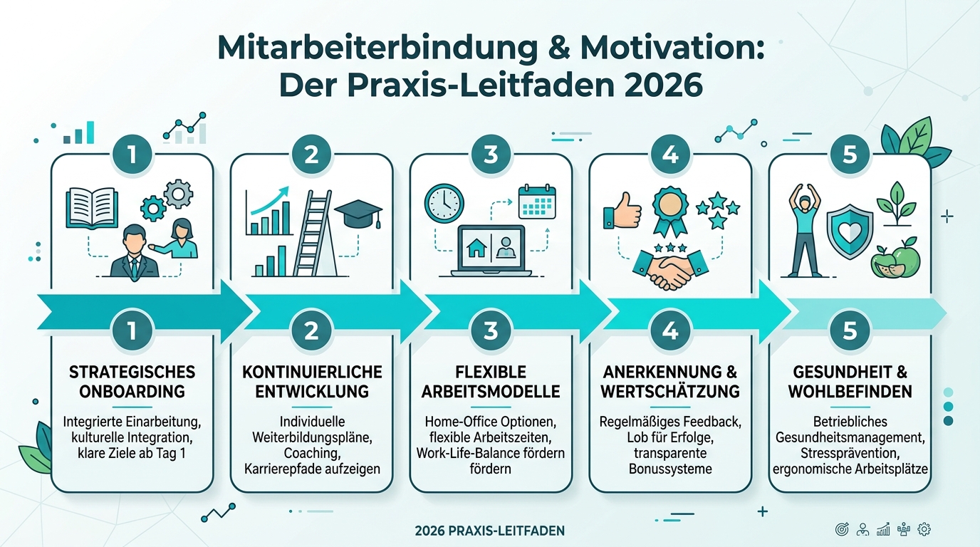 Mitarbeiterbindung & Motivation: Der Praxis-Leitfaden 2026 Infografik: mitarbeiterbindung motivation