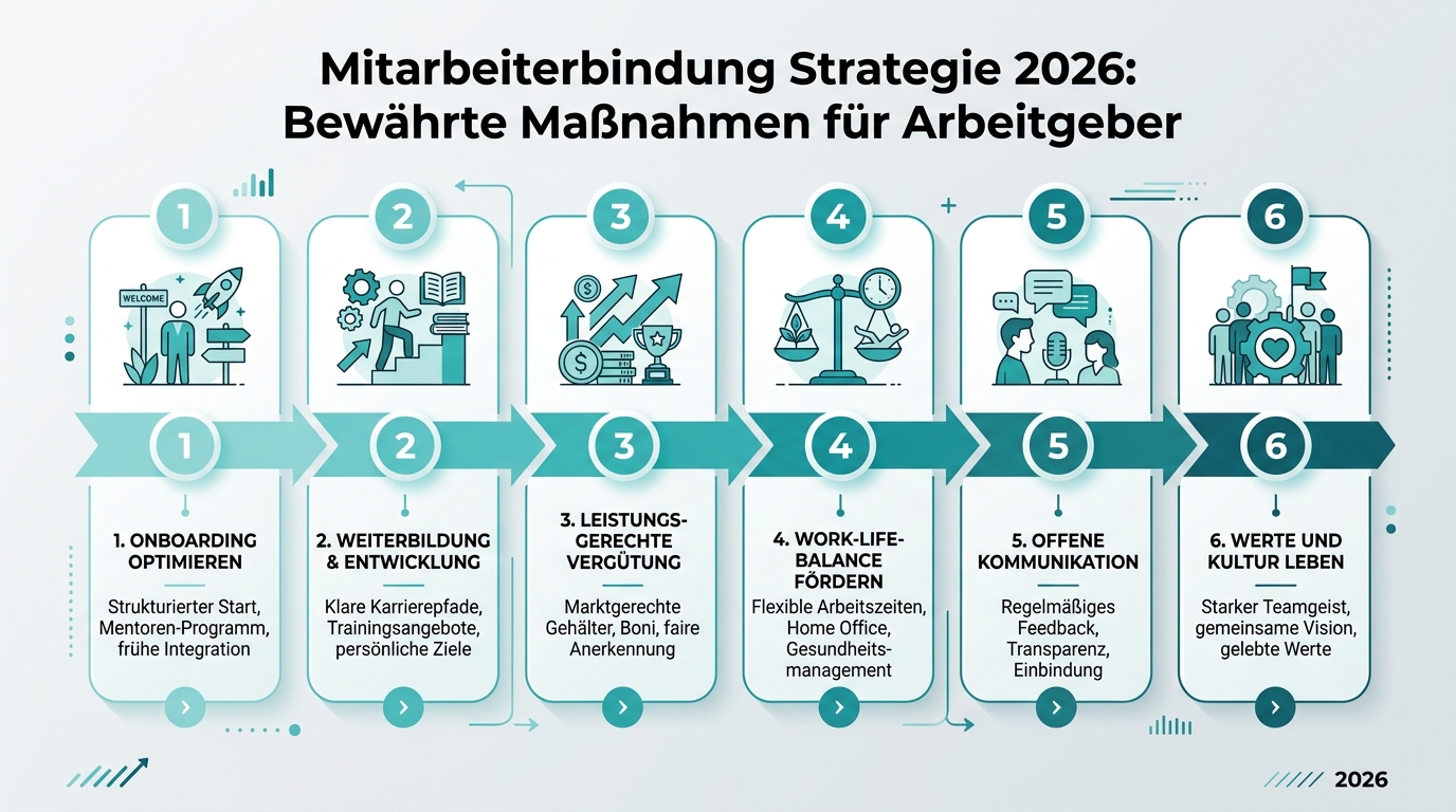 Mitarbeiterbindung Strategie 2026: Bewährte Maßnahmen für Arbeitgeber Infografik: mitarbeiterbindung strategie