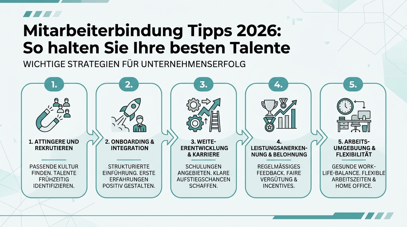 Mitarbeiterbindung Tipps 2026: So halten Sie Ihre besten Talente Infografik: mitarbeiterbindung tipps