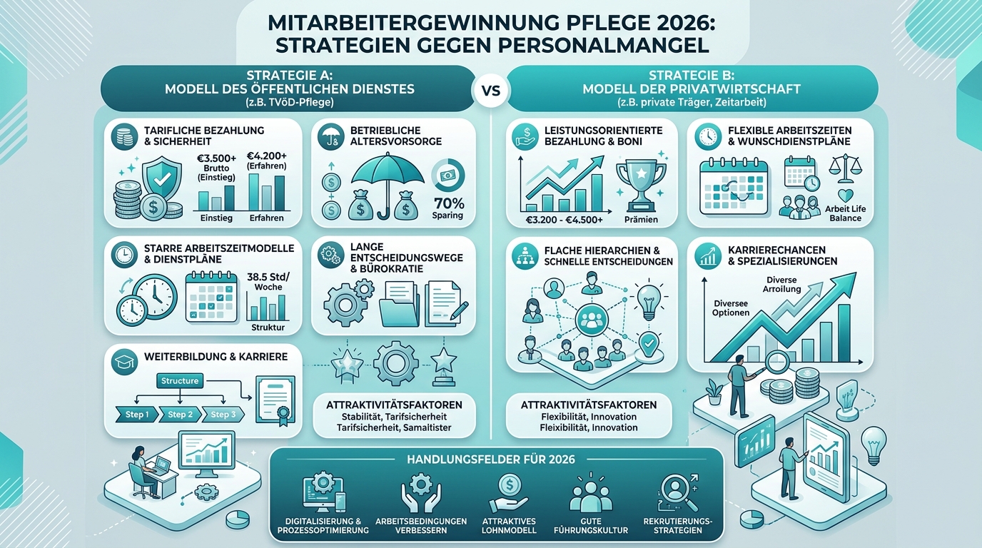 Mitarbeitergewinnung Pflege 2026: Strategien gegen Personalmangel Infografik: mitarbeitergewinnung pflege