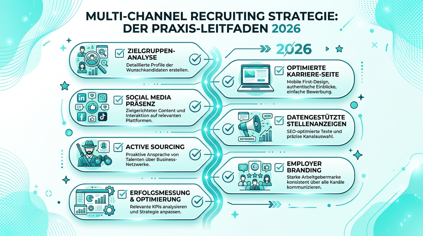 Multi Channel Recruiting Strategie: Der Praxis-Leitfaden 2026 Infografik: multi channel recruiting strategie