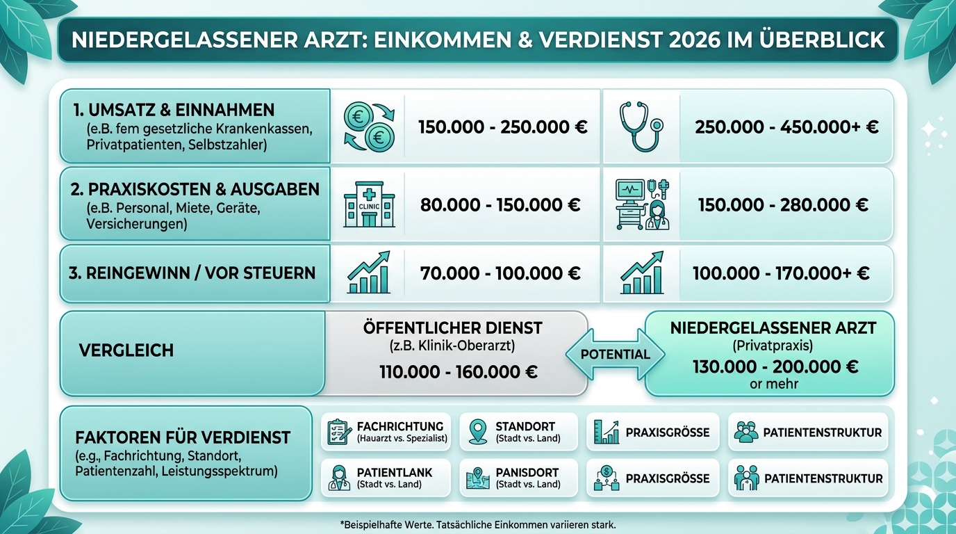 Infografik: niedergelassener arzt einkommen verdienst