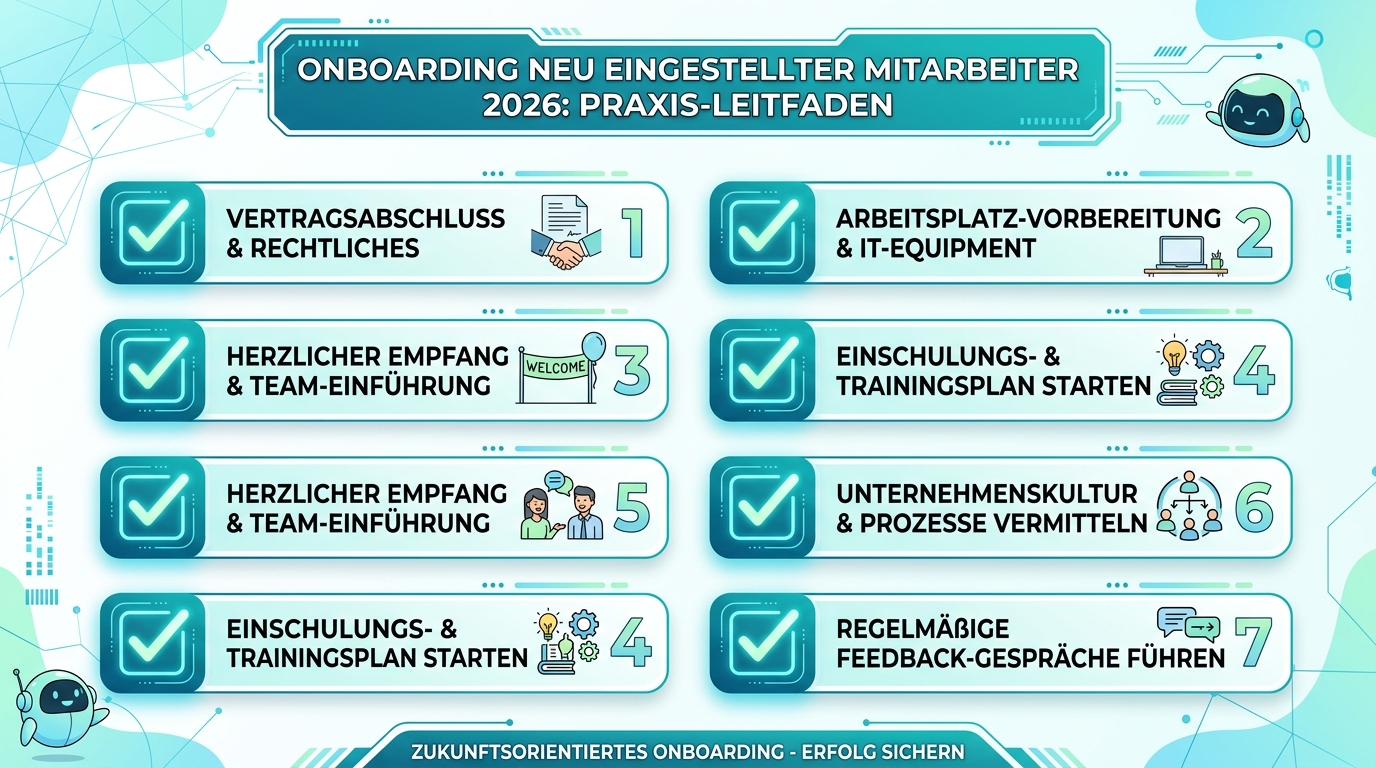 Onboarding neu eingestellter Mitarbeiter 2026: Praxis-Leitfaden Infografik: onboarding neu eingestellter