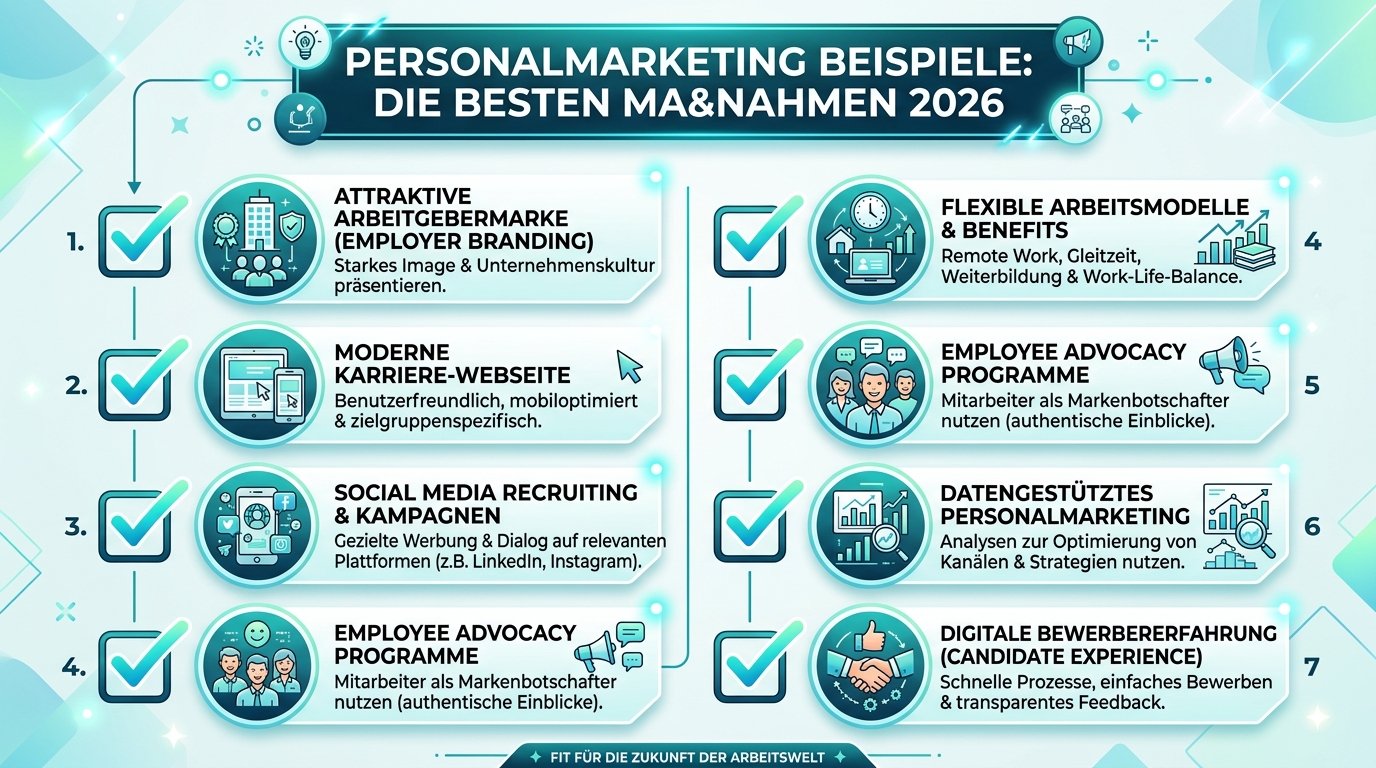 Personalmarketing Beispiele: Die besten Maßnahmen 2026 Infografik: personalmarketing beispiele