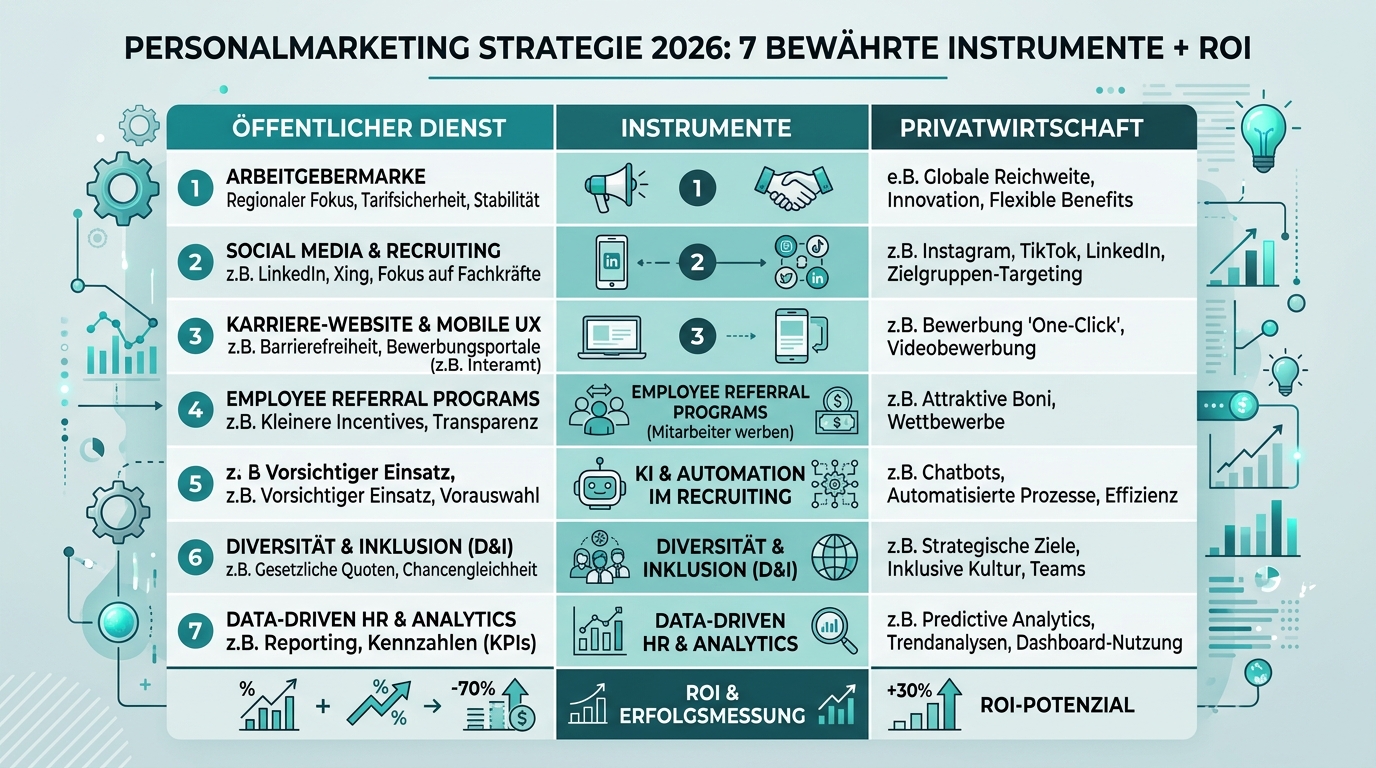 Personalmarketing Strategie 2026: 7 bewährte Instrumente + ROI Infografik: personalmarketing strategie