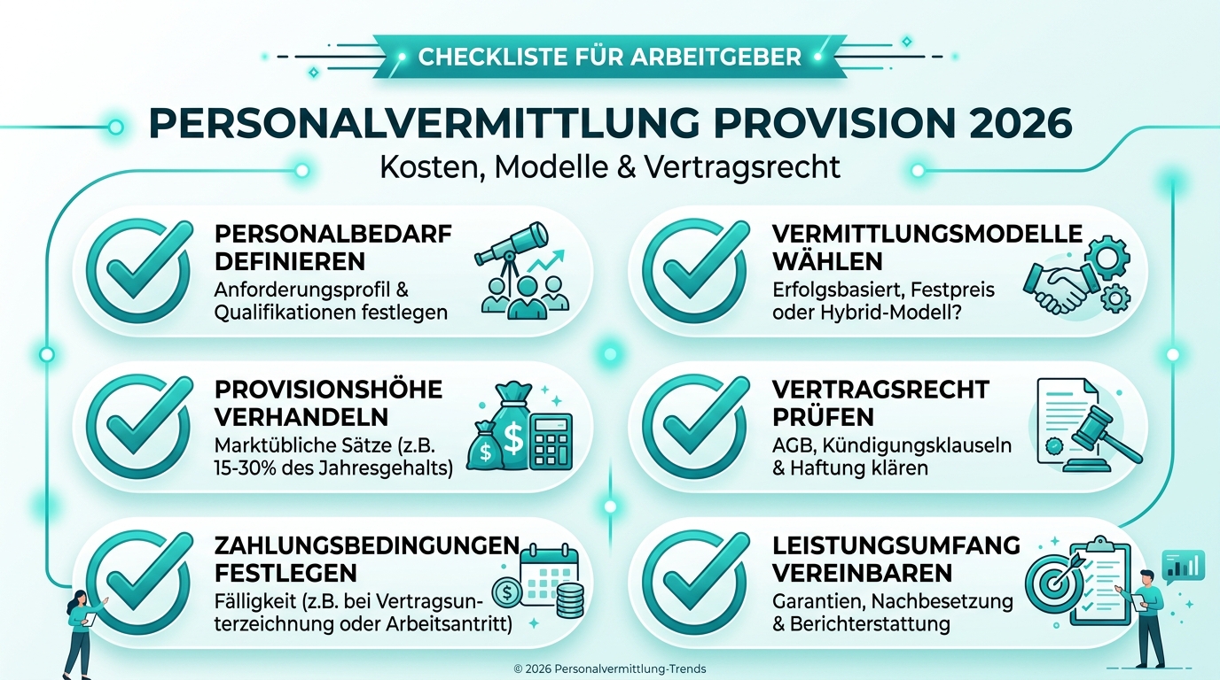 Personalvermittlung Provision 2026: Kosten, Modelle & Vertragsrecht Infografik: personalvermittlung provision