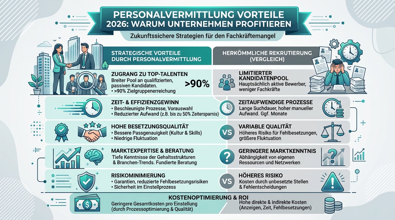 Personalvermittlung Vorteile 2026: Warum Unternehmen profitieren Infografik: personalvermittlung vorteile
