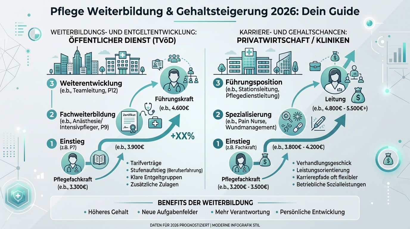Infografik: pflege weiterbildung gehalt steigerung
