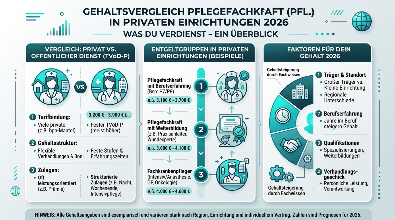 Infografik: pflegefachkraft gehalt private einrichtung