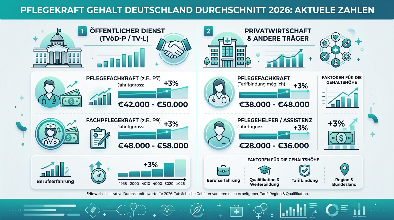 Infografik: pflegekraft gehalt deutschland durchschnitt