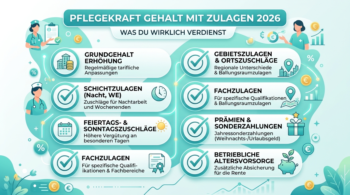 Infografik: pflegekraft gehalt mit zulagen